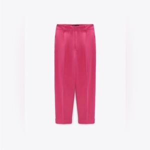 STRAIGHT CUT PLEATED PANTS ZARA FUCHSIA